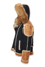 Load image into Gallery viewer, JC Black Coffee Shearling Jacket