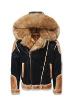 Load image into Gallery viewer, JC Black Coffee Shearling Jacket
