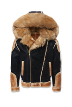 Load image into Gallery viewer, JC Black Coffee Shearling Jacket